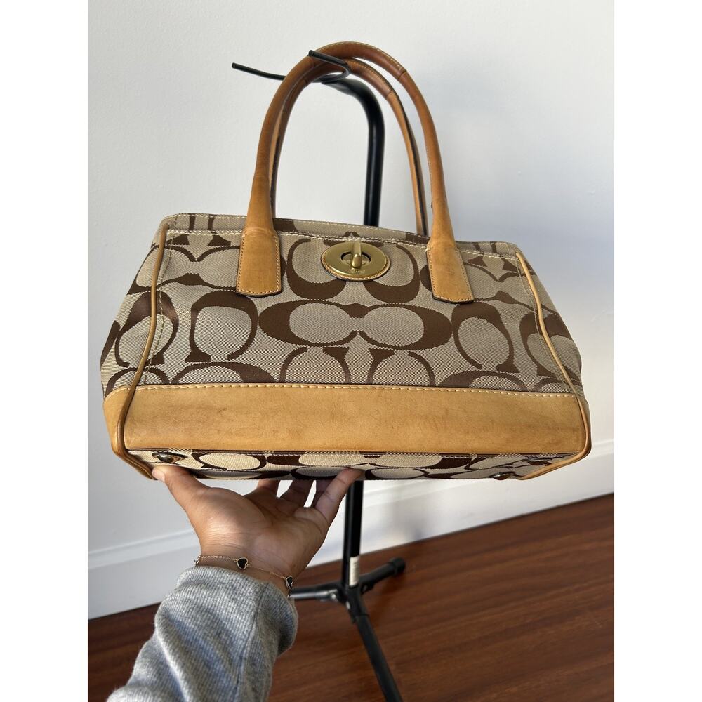 Y2K COACH Medium Madeline Satchel 12463 Shoulder Handbag Shoulder Brown Monogram - Picture 3 of 16